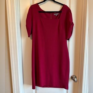 Sharagano Red Square Neck Sheath Dress